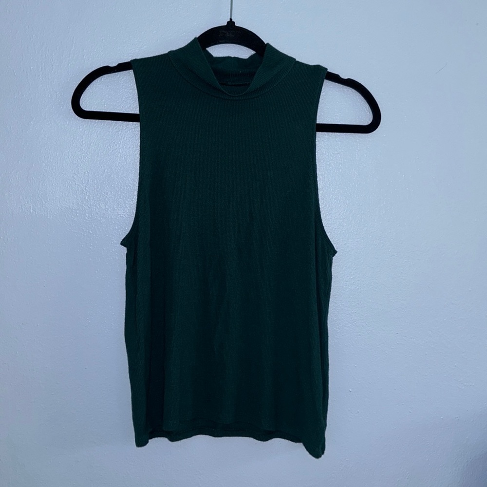 Small American Eagle ribbed high neck green sleeveless tank top soft & sexy top